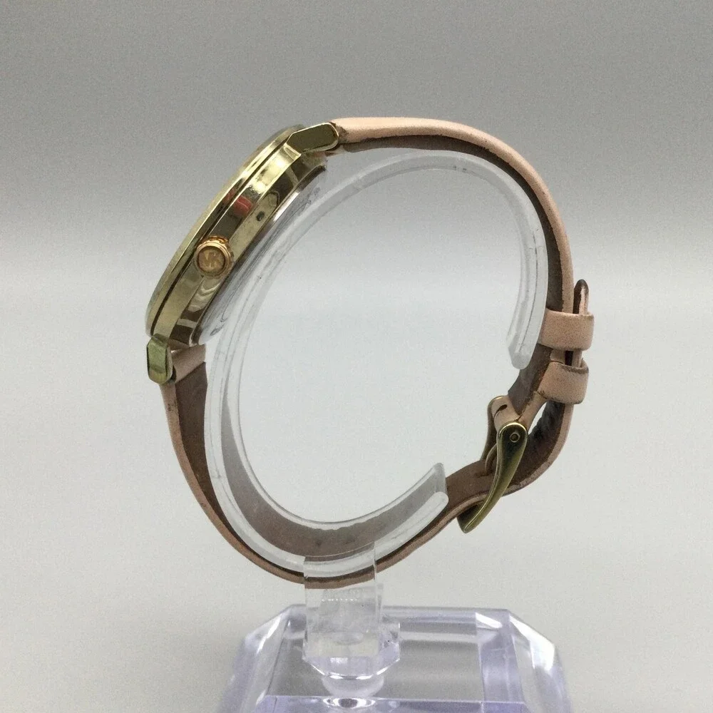 Michael Kors Womens Watch 38mm White Dial Gold Tone Beige Leather MK-7102 - Picture 3 of 15